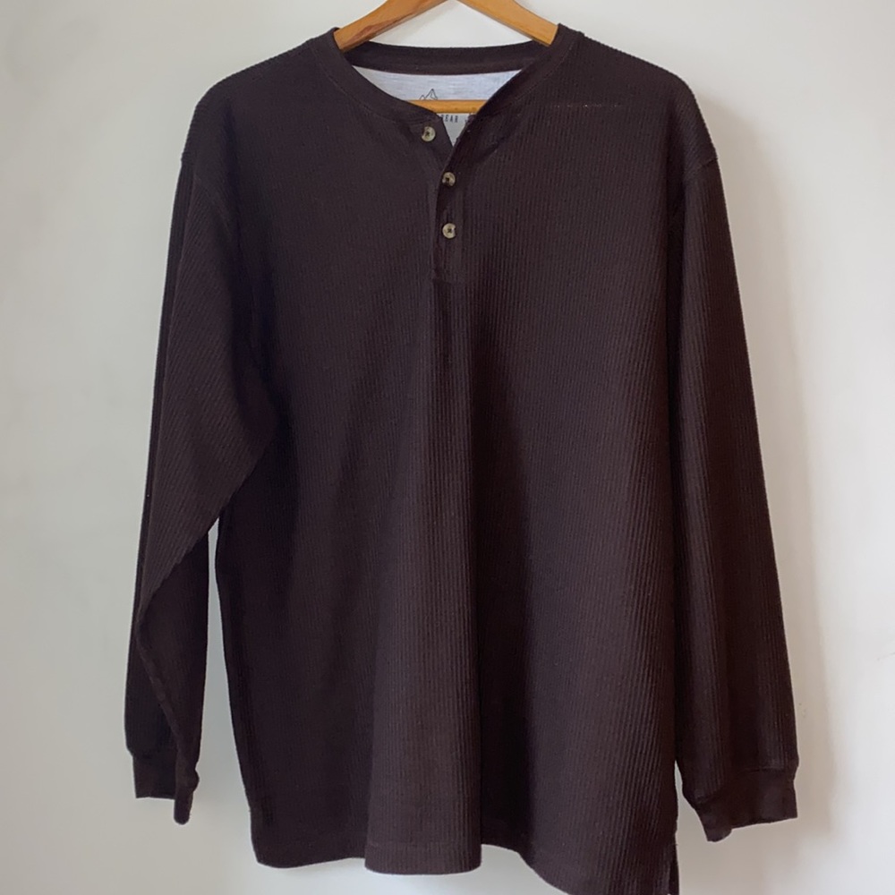 Mens Long Sleeve Thermal Henley - Picture 1 of 6